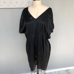 Elijah- black satin dress midi